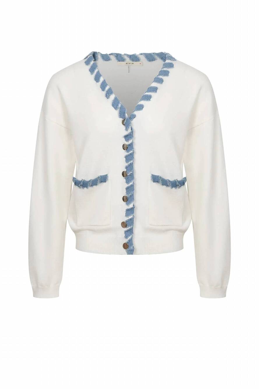 NEW RIVIR women's softbound denim knit jacket in white